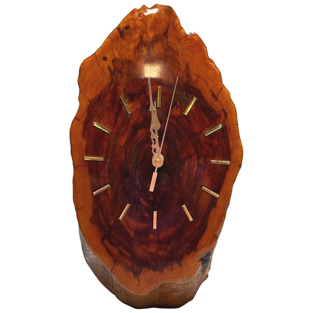 Vintage Live Edge Wood Slab Wall Clock Rustic Cabin Lodge Handmade Quartz